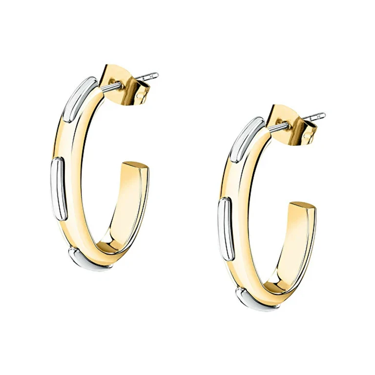 Round Earrings in Two-Tone Steel Concept Tjayy09