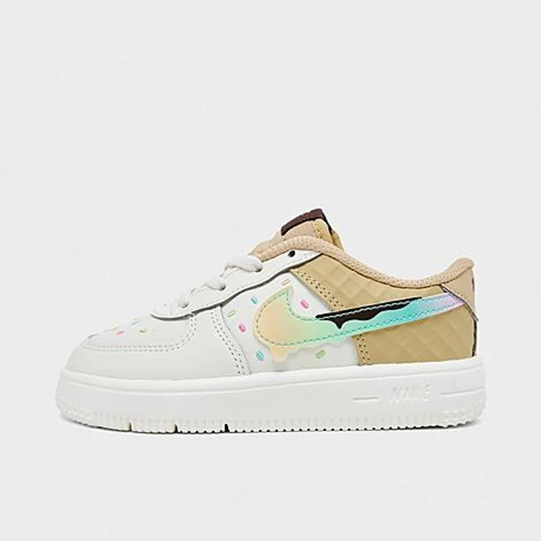 Kids Toddler Force 1 Low Casual Shoes in Sail/Sesame/Bleached Turquoise Size: 4.0