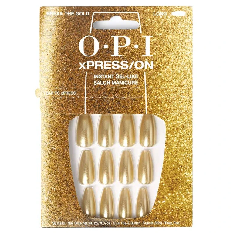 Xpress-On Artificial Nails Nail Art Break The Gold 30 Units