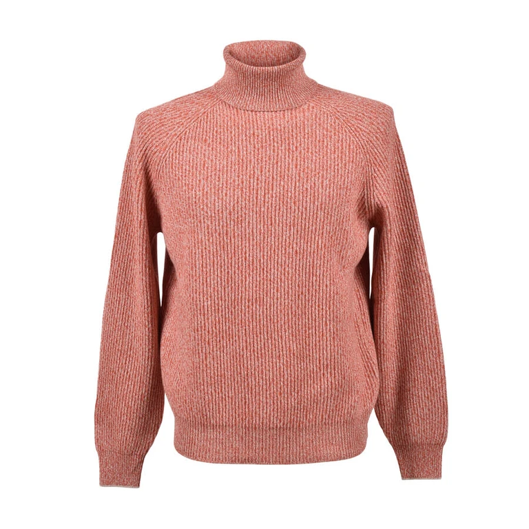 Orange Wool Silk Turtleneck Sweater