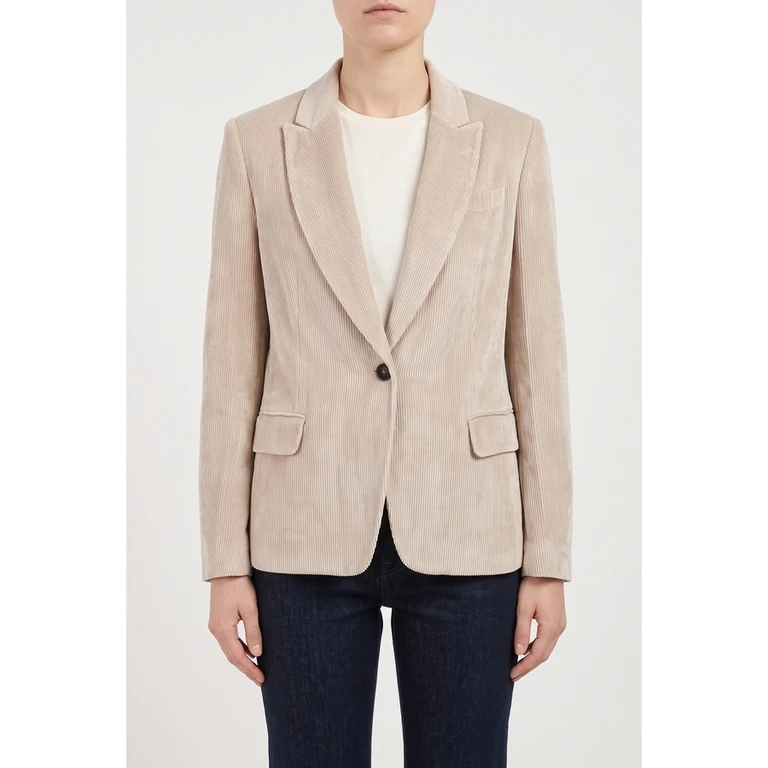 Beige Casual Corduroy Jacket