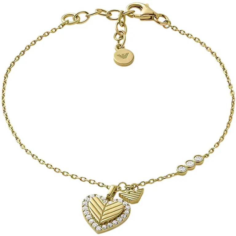 Women's Romantic Gold-Plated Bracelet with Heart Zirconia Eg3623710