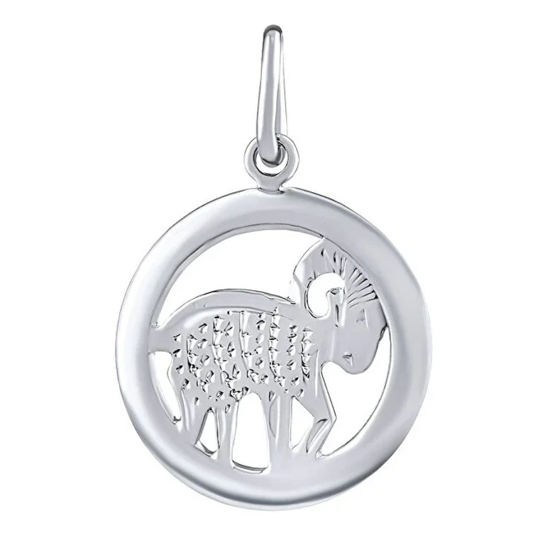 Silver Zodiac Sign Pendant Aries - Round Silvegob10283S04