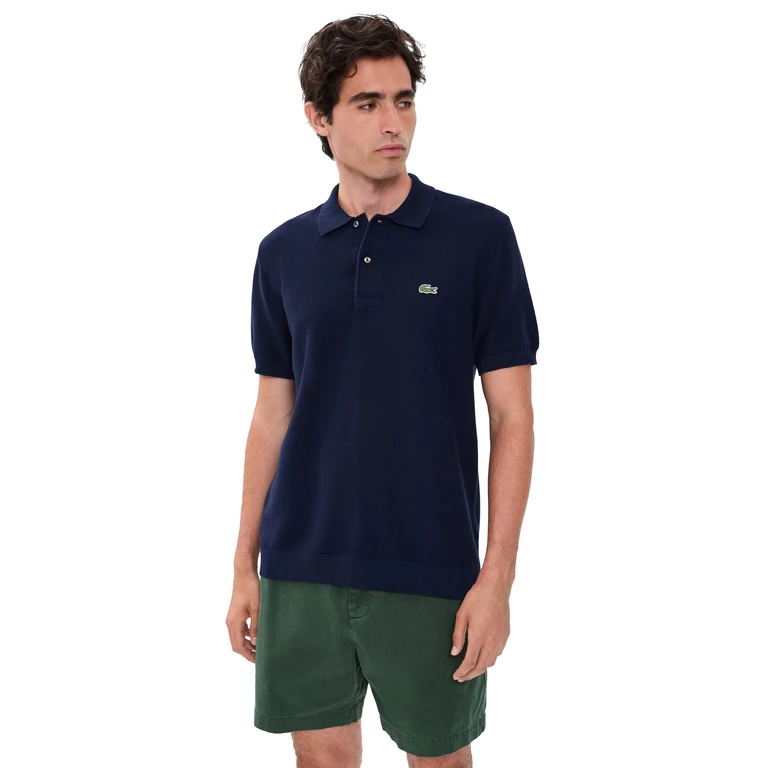 Textured Cotton Sweater Polo Marine XL