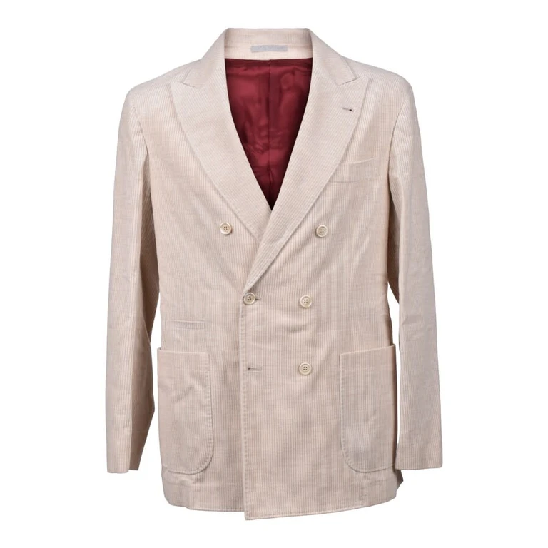 Camel Cashmere Corduroy Double-Breasted Blazer