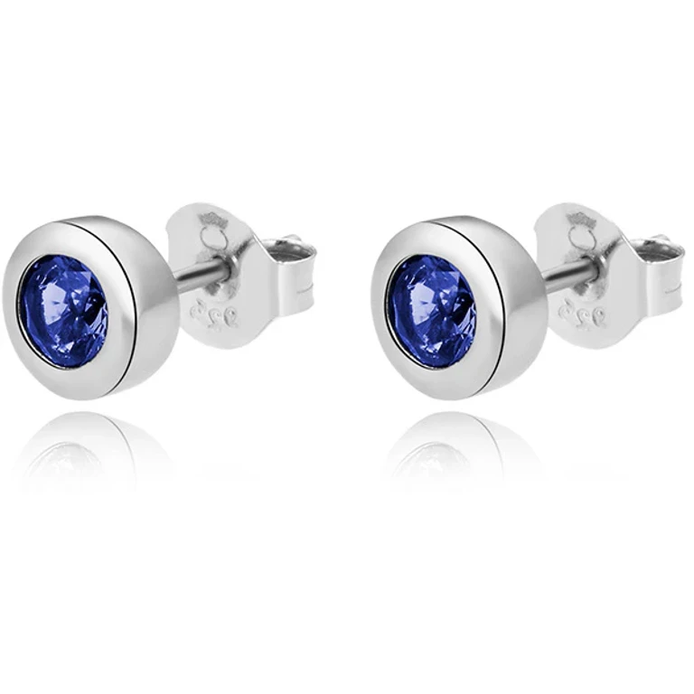 Delicate silver stud earrings with blue zirconia AGUP2259-BLUE