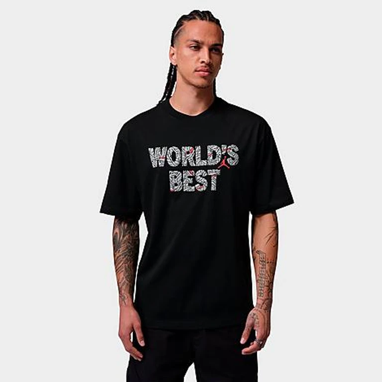Jordan Men's Brooklyn World's Best T-Shirt in Black/University Red Size: XS