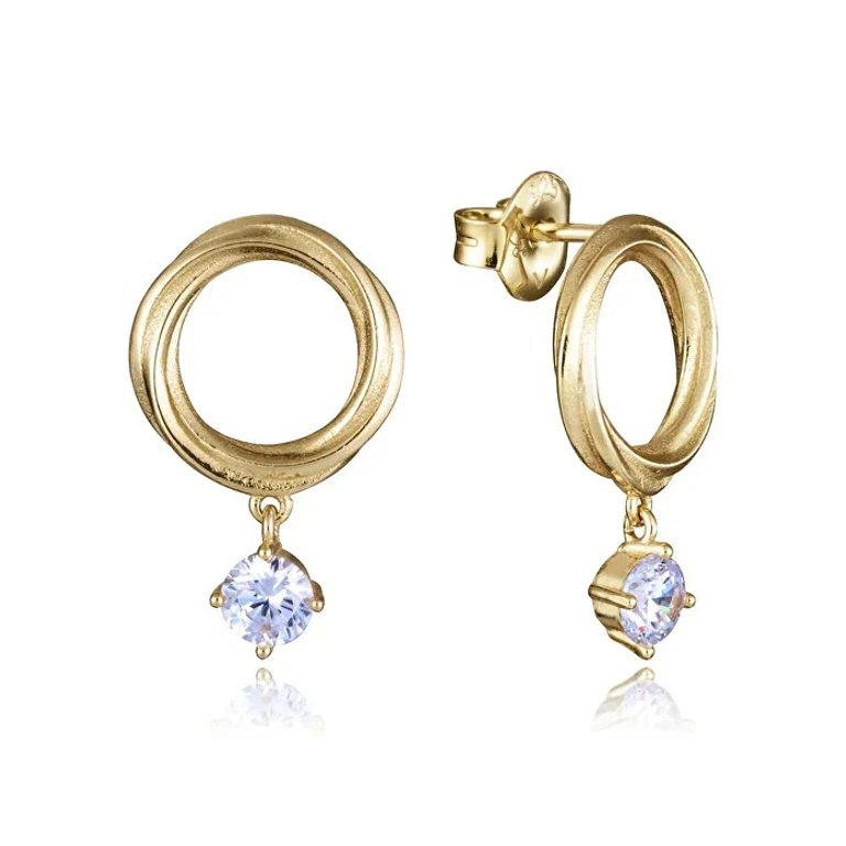Elegant Gold-Plated Drop Earrings with Zircon 13213E100-30