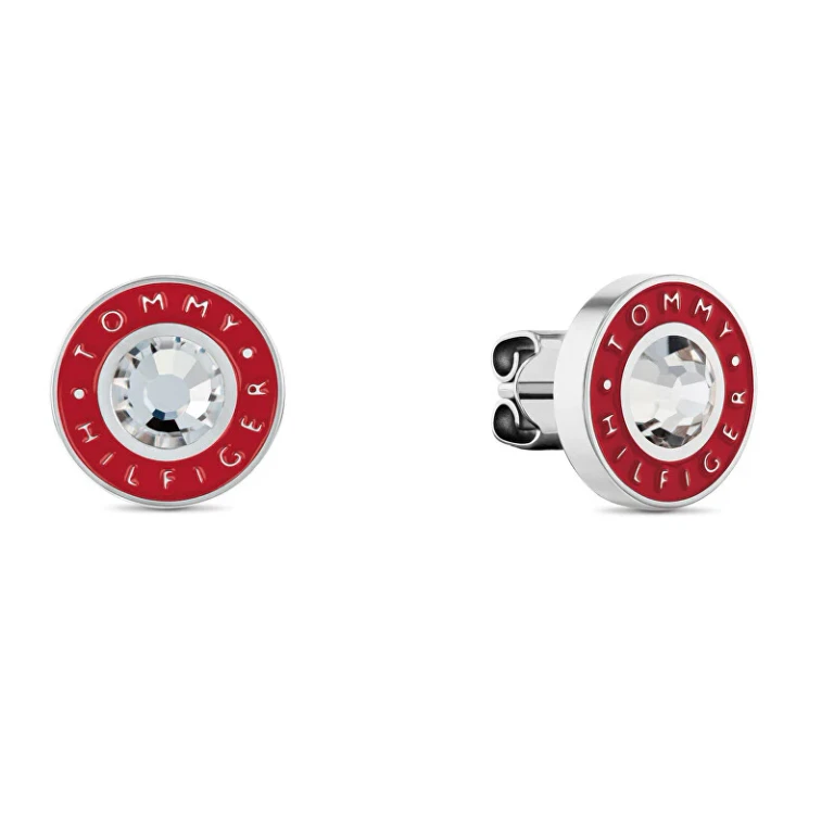 Elegant Steel Earrings with Layered Crystal 2780808