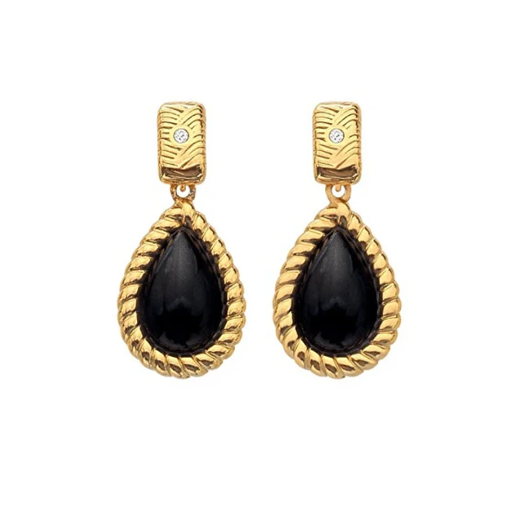Elegant Gold-Plated Earrings with Diamonds Jac Jossa Soul De738