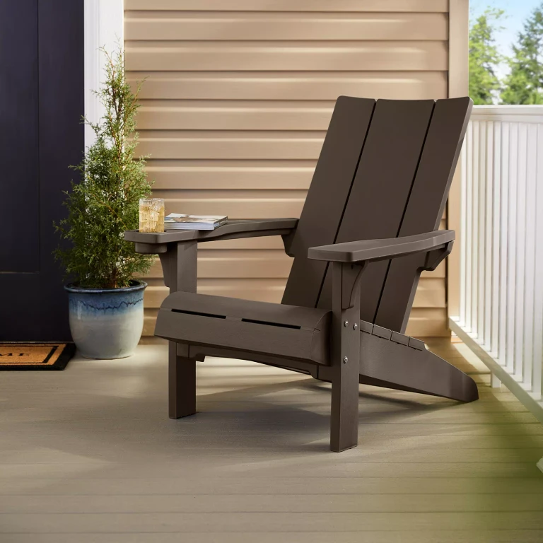 Seabrook Modern Adirondack Chair with Integrated Cupholder:- Brown