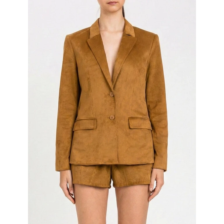Single-Breasted Suede Blazer (261AP233110065)