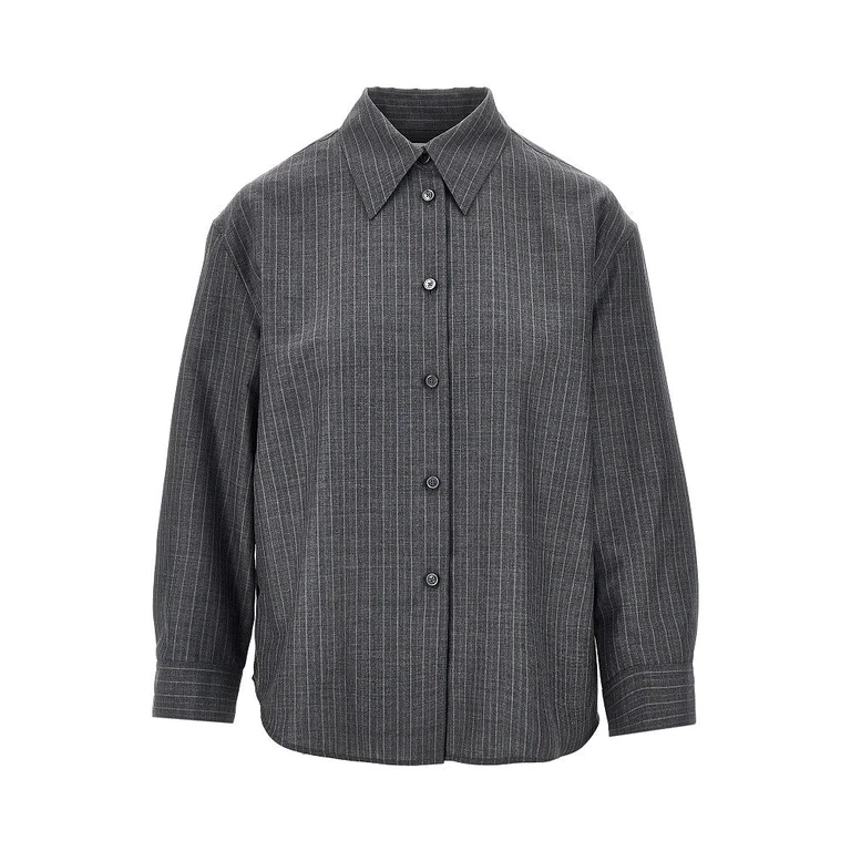 Wool shirt with pin-striped motif Woman 42