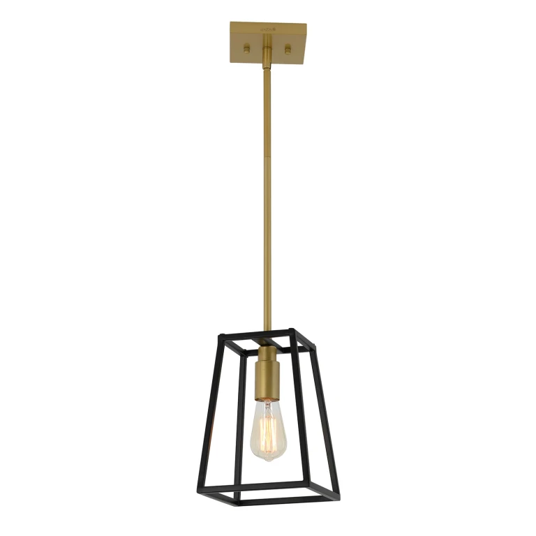 Carter 1-Light Pendant, Assorted Colors - Black/Gold:- Black/Gold
