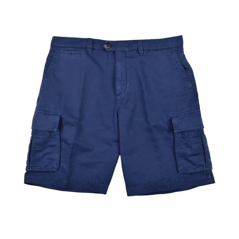 Prussian Blue Linen Blend Cargo Shorts