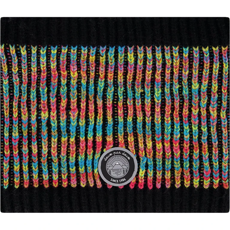 Black-Multicolor Lined Knit Neckwarmer - Little Girl