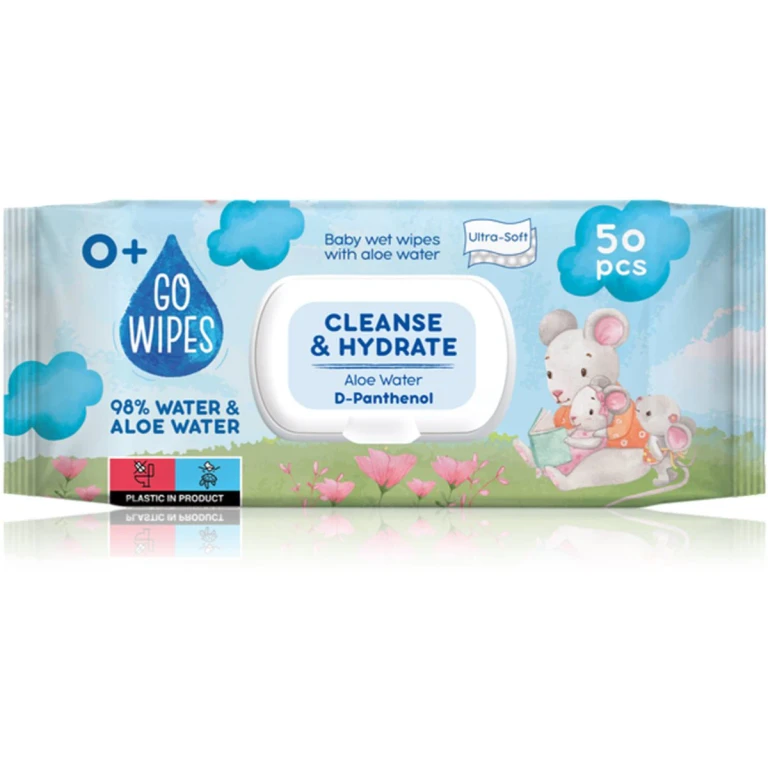 Cleanse & Hydrate Baby Wipes For Sensitive Skin Aloe Vera 0+ 50 Pcs