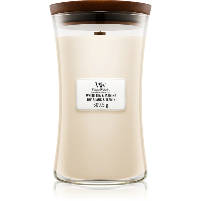 White Tea & Jasmine scented candle with wooden wick 609.5 g