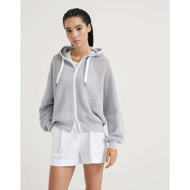 Wolight Grey Mesh Zip Hoodie