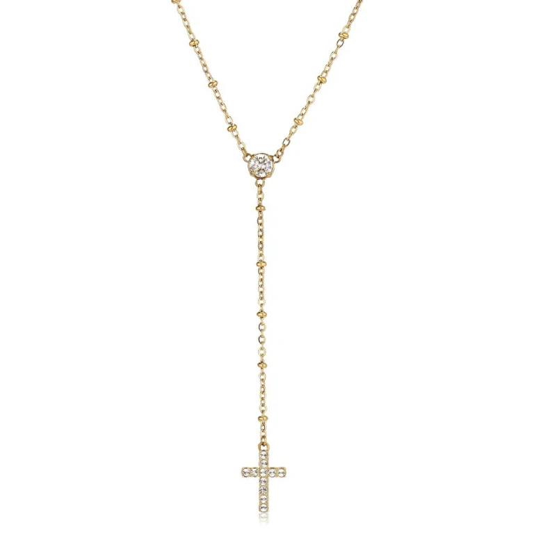 Women's Necklace Gold Plated with Dazzly Cross Sdz137