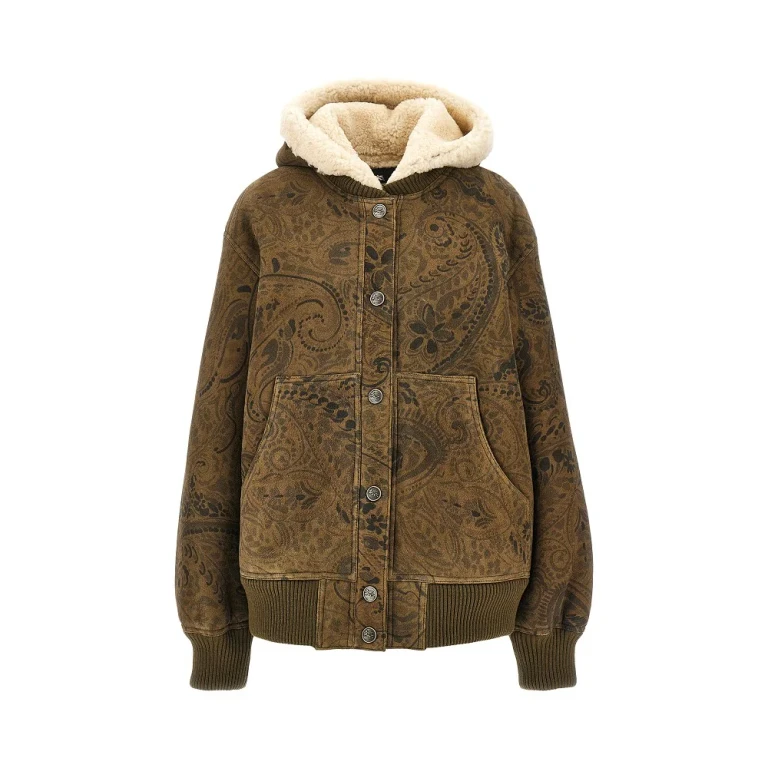 Leather jacket with Paisley motif Woman 40