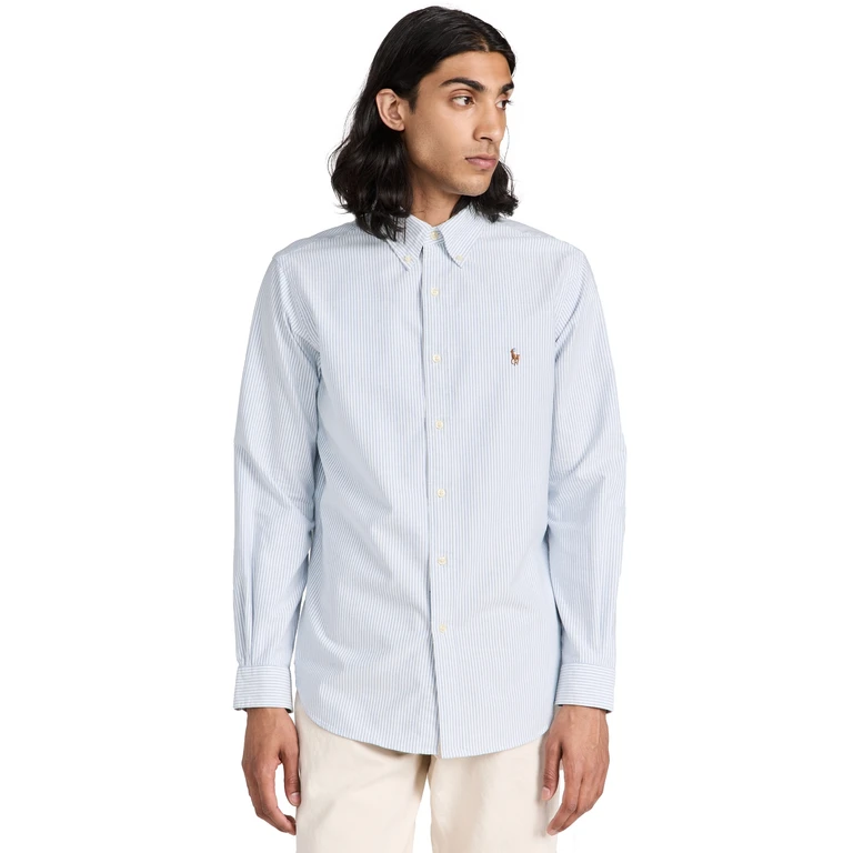 Classic Fit Striped Oxford Shirt Blue/White Stripe XXL