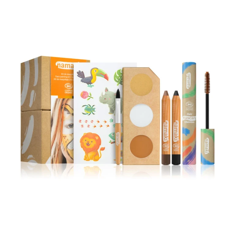 Wild Box children's makeup set 3-piece face and body paint + 2-piece multifunctional eye, lip and face pencil + hair mascara + children's tatto