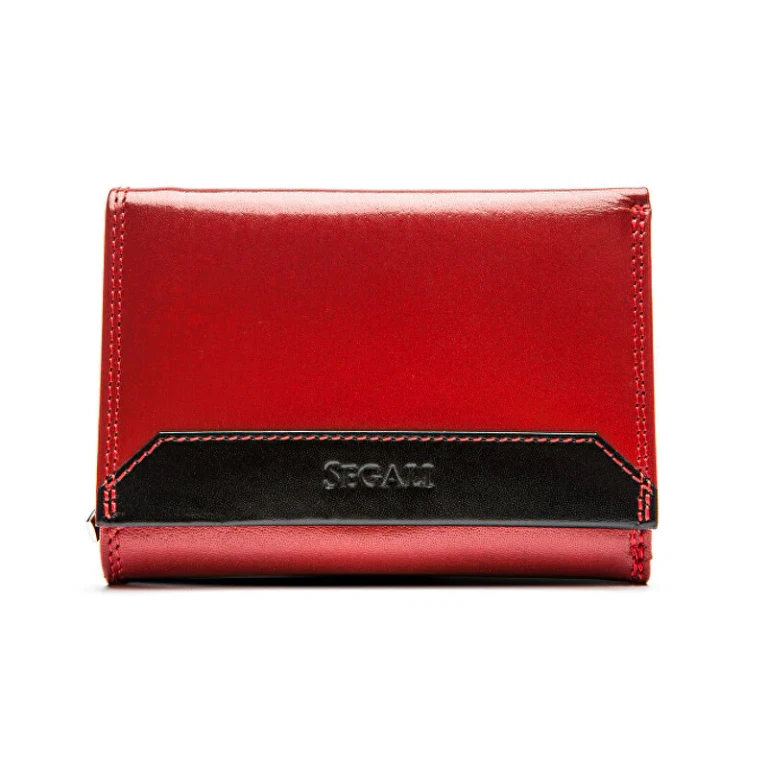 Red Black Leather Wallet for Women
