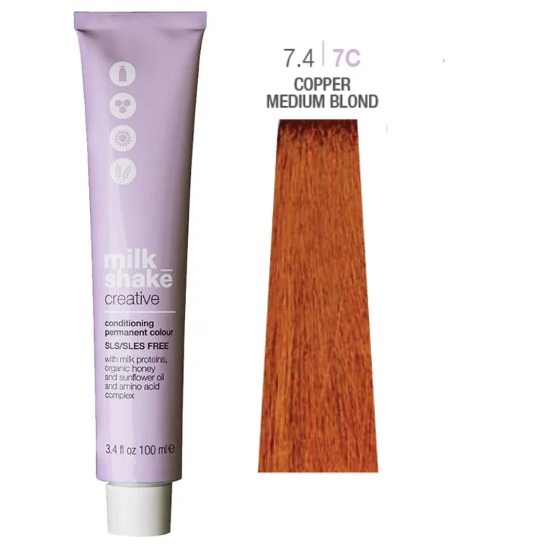 Creative Permanent Hair Color without SLS/SLES 7.47C Medium Copper Blonde 100 ml