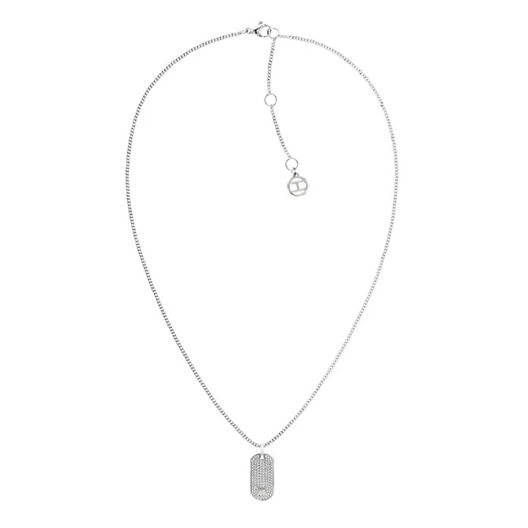 Women's Steel Necklace with Dog Tag and Crystals, Dog Tag 2790483