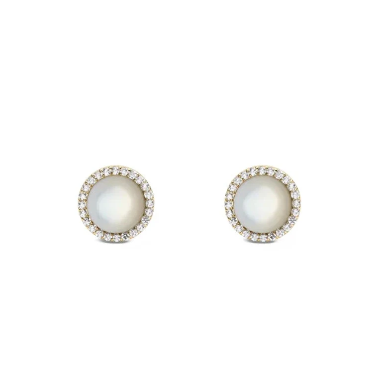 Gold-plated stud earrings with mother-of-pearl and crystals Audrey DW00401405