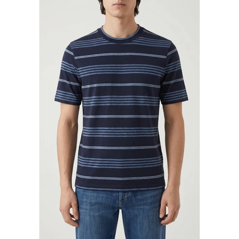 Navy Striped Cotton Shirt