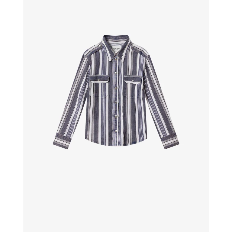 Chemise Gelva - Femme - Écru Et Bleu - Taille 34 - Marant Étoile - Collection Été Femme - Nouvelle Collection Capsule High Summer