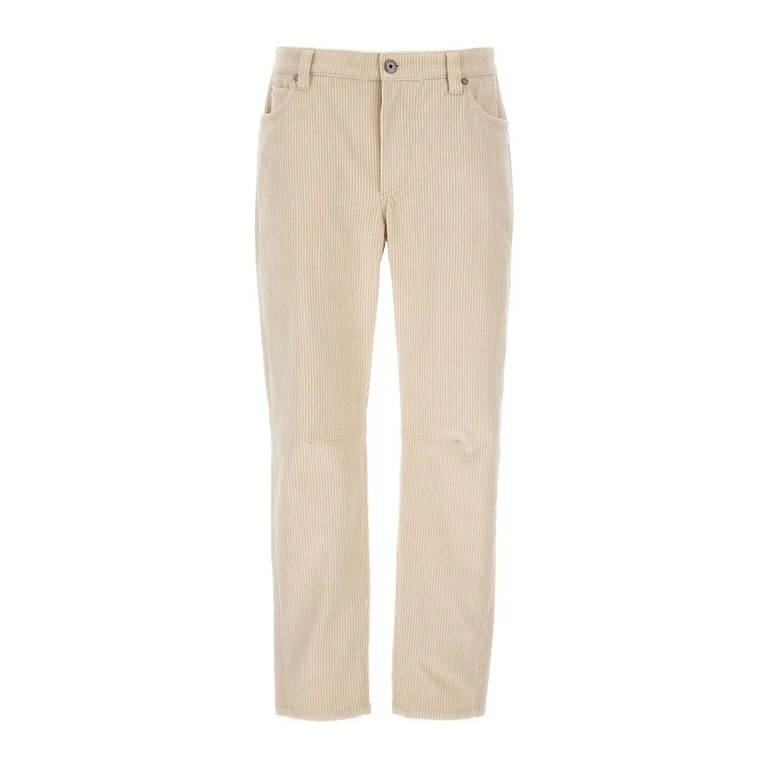 Cream Corduroy Straight-Leg Trousers