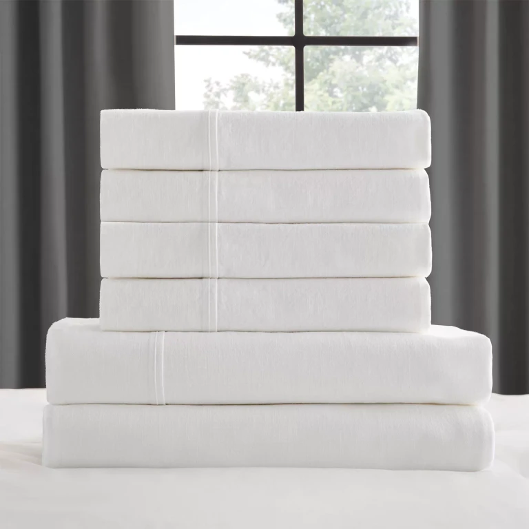 Washed Cotton Textured Sheet Set (Assorted Sizes and Colors):- White, Queen