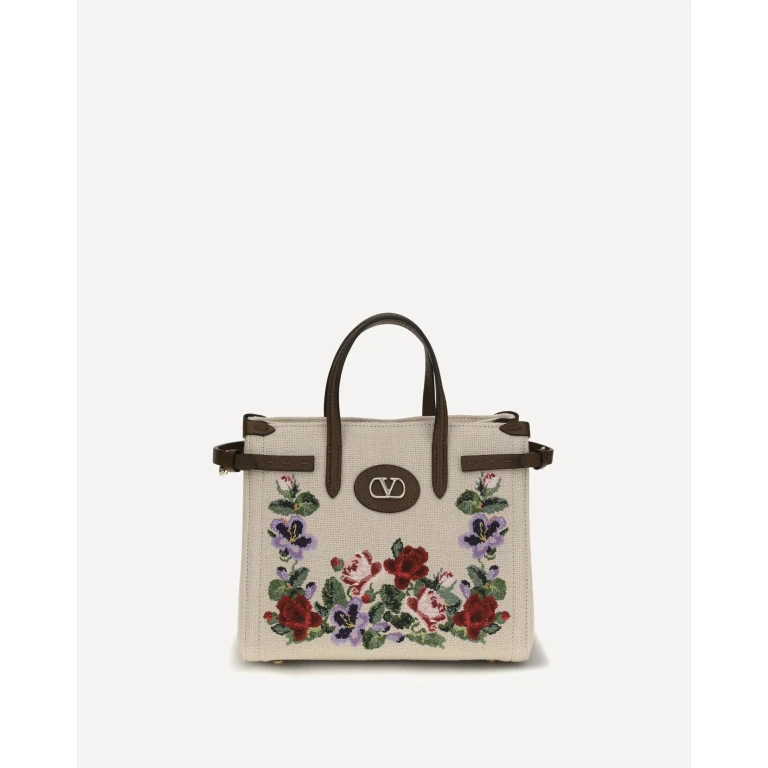 Antibes Mini Handbag in embroidered linen Female UNI