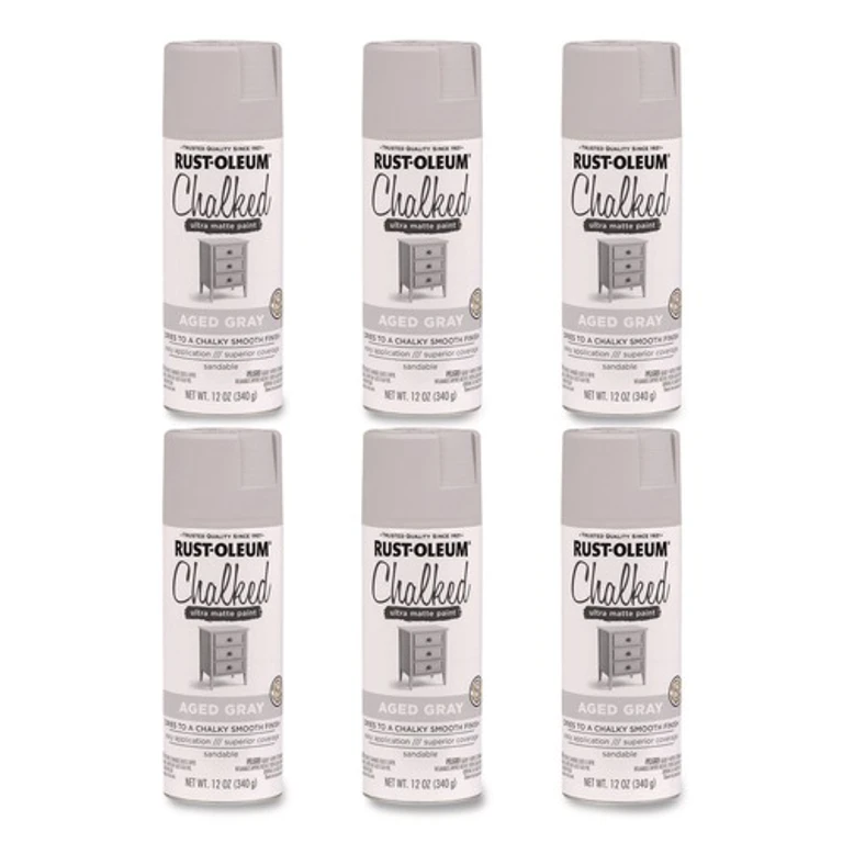 302592 Ultra Matte Chalked Paint, Matte Aged Gray, 12 oz Aerosol Can, 6/Carton