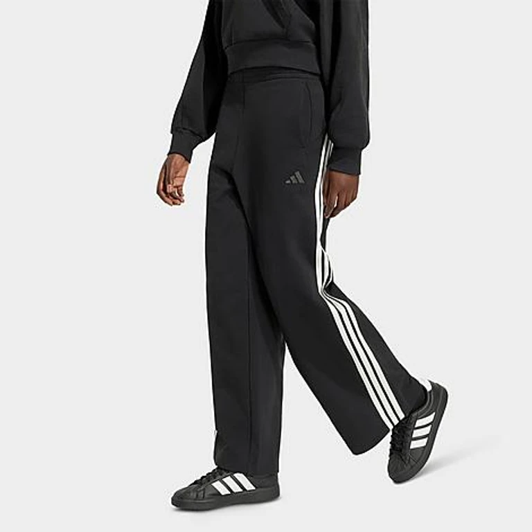 Kit 3-Stripes 와이드 팬츠 블랙/오프 화이트