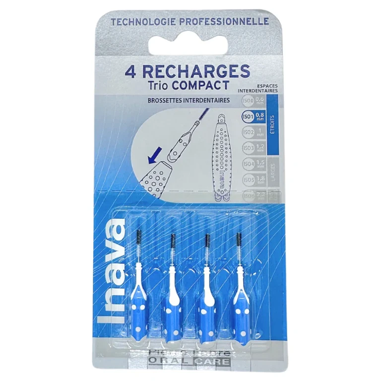 Trio Compact - Interdental Brushes ISO 1 0.8mm Narrow - 4 Blue Refills