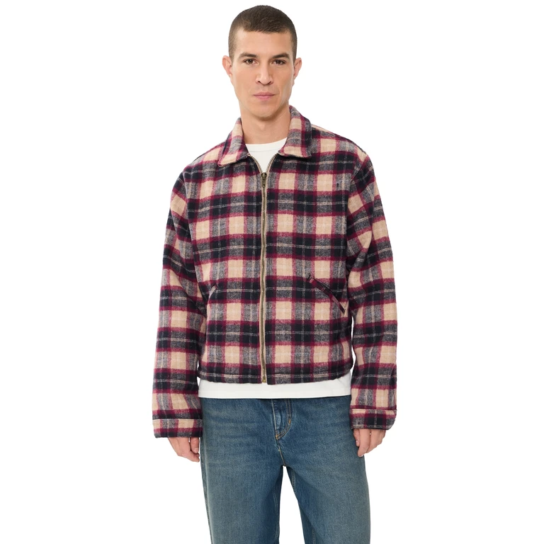 Zed Plaid Zip Up Jacket Red/Brown M
