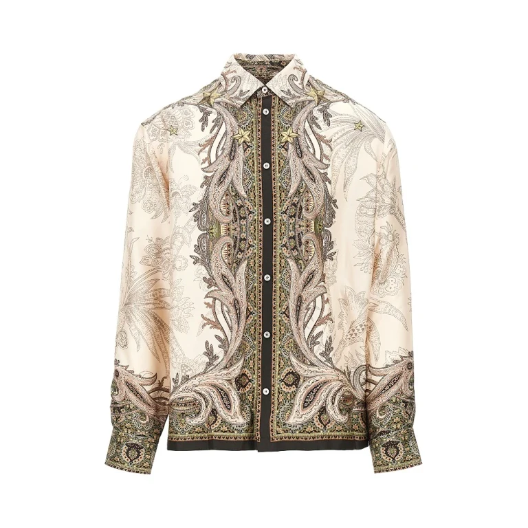 Printed silk shirt Man M