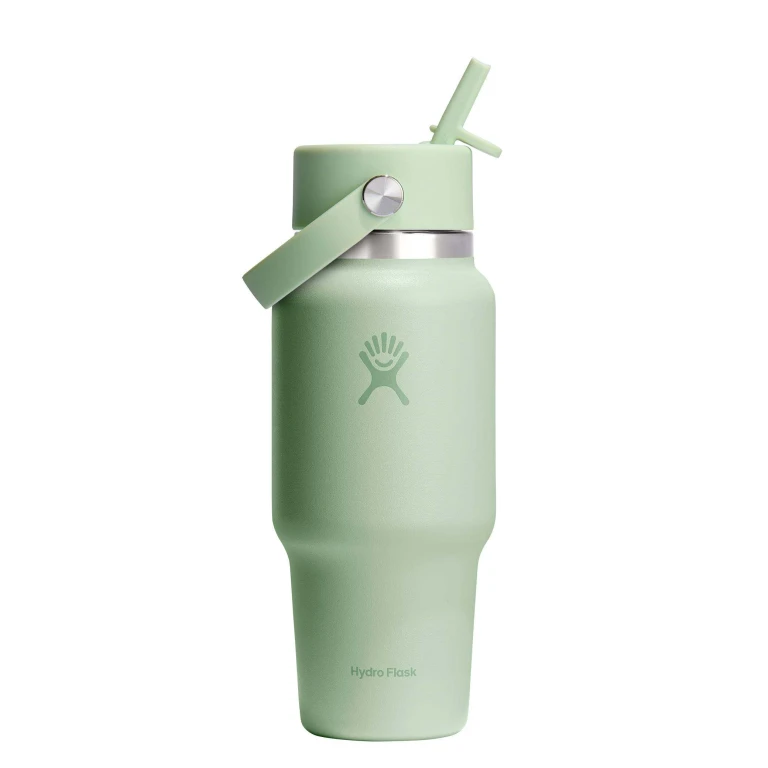 Wide Mouth Water Bottle with Flex Straw Cap 24oz