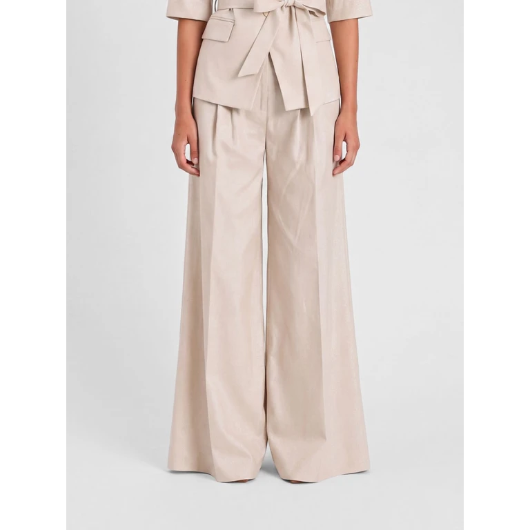 High-Waisted Palazzo Trousers in a Linen and Cotton Blend (261AT207313460)