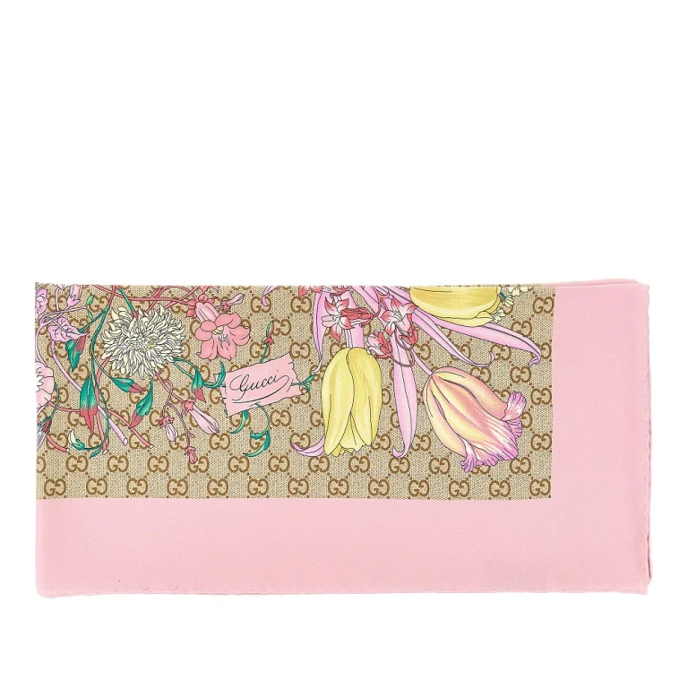Silk twill scarf with Flora print Woman One Size