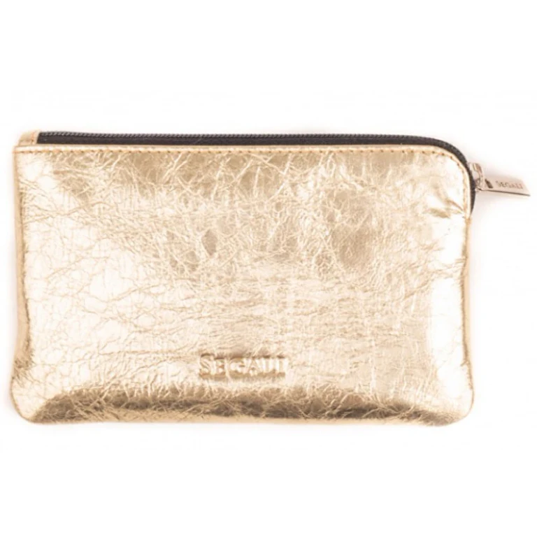 Mini Wallet-Keychain in Leather golden shiny
