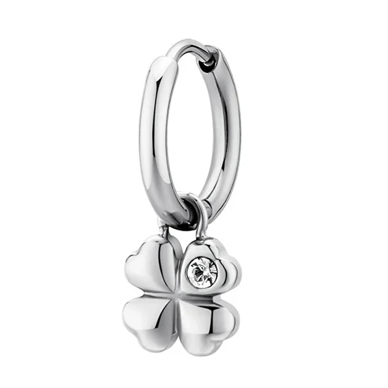 Single earring IN steel Four-leaf clover 2in1 chakra BHKE133