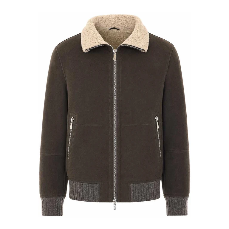 Veste bomber en daim gris Brunello Cucinelli