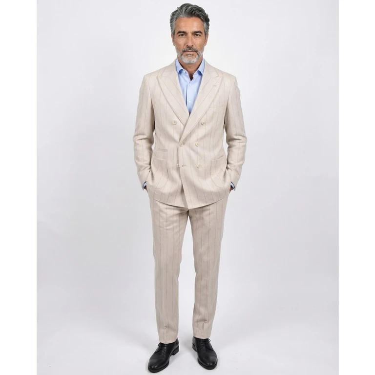 Sand Wool Double-Breasted Suit