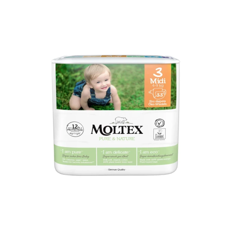 Pure & Nature Midi size 3 disposable ECO diapers 4-9 kg 33 pieces
