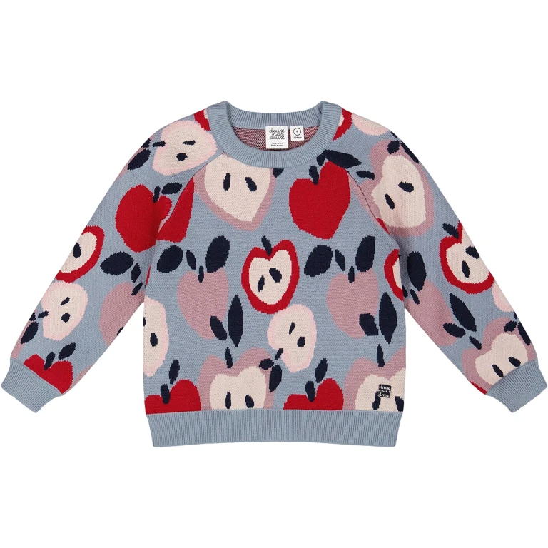 Knit Sweater with Apple Heart Jacquard - Little Girl